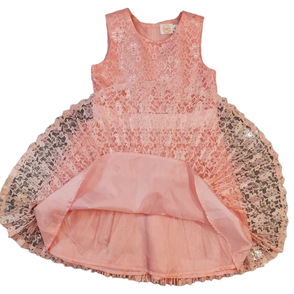 Wonder Nation Party Dress Girls Size 5 Pink Sleeveless Pleated Lace Dress - Picture 8 of 12